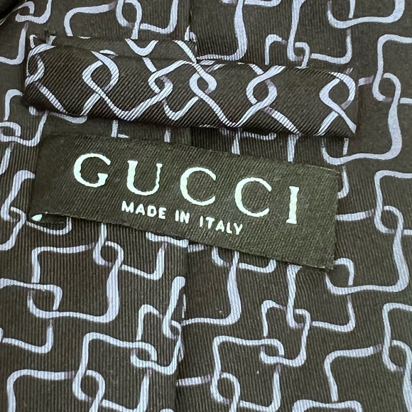 GUCCI vintage black purple Classic Luxury tie 60 inch log - Picture 5 of 11